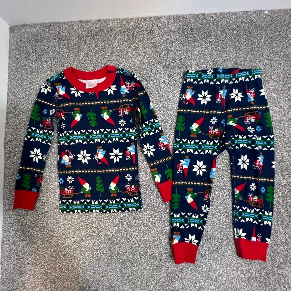 Hanna Andersson Organic Cotton Long John Festive Kids Pajamas NEW  size 3T